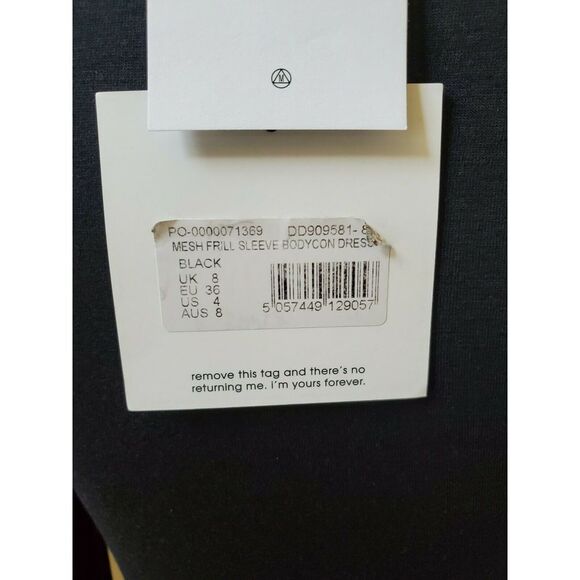 Missguided Milkmaid L/S Bodycon Dress Black Size 4 - Picture 6 of 10